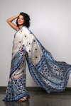 YELLOW BLUE MOSAIC GRACE SAREE