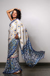 YELLOW BLUE MOSAIC GRACE SAREE