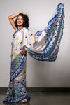 YELLOW BLUE MOSAIC GRACE SAREE