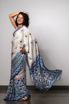 YELLOW BLUE MOSAIC GRACE SAREE
